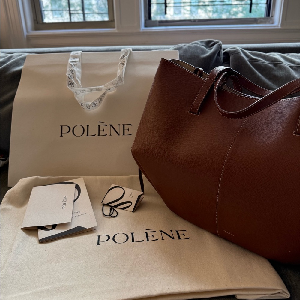 Polene Cyme Tote in Textured Cognac